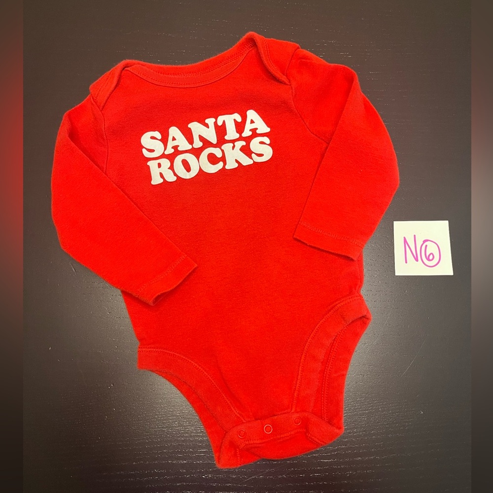 ⭐️2/$5.00⭐️ Old Navy 6-12m Santa Rocks Onesie